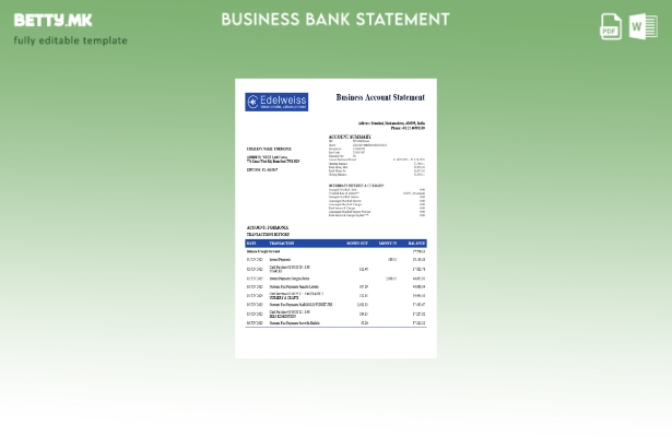 модерен стил Извод на претпријатие за сметка на Edelweiss Шаблон Word и PDF